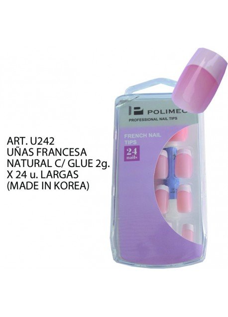 UNAS FRANCESA NATURAL C/ GLUE 2g. X 24 u. (LARGAS) MADE IN KOREA