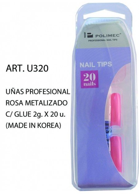 UNAS PROFESIONAL ROSA METALIZADO C/ GLUE 2g. X 20 u.  MADE IN KOREA