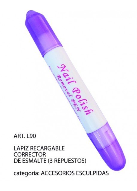 LAPIZ RECARGABLE CORRECTOR DE ESMALTE ( 3 REP)